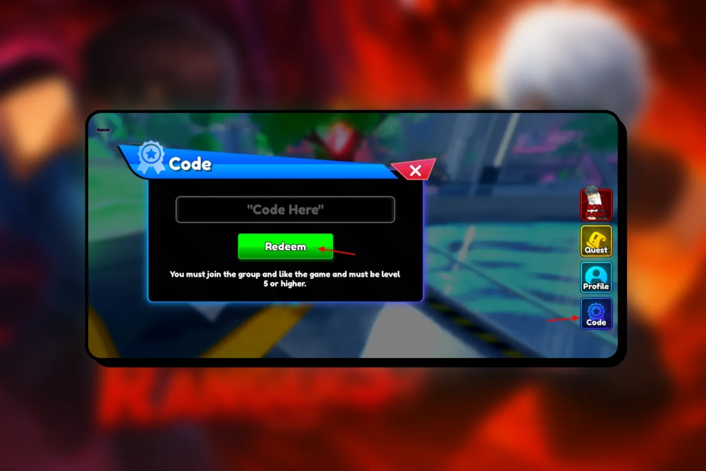 Anime Rangers X codes redeem code method