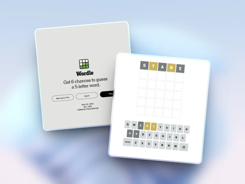 NYT Wordle hint and answer for June 22, 2025 of Puzzle #1464- beebom