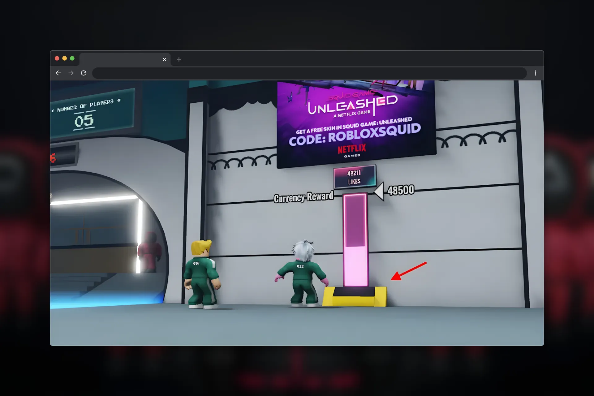 Claim Bonus Currency Reward at the Podium in Squid game