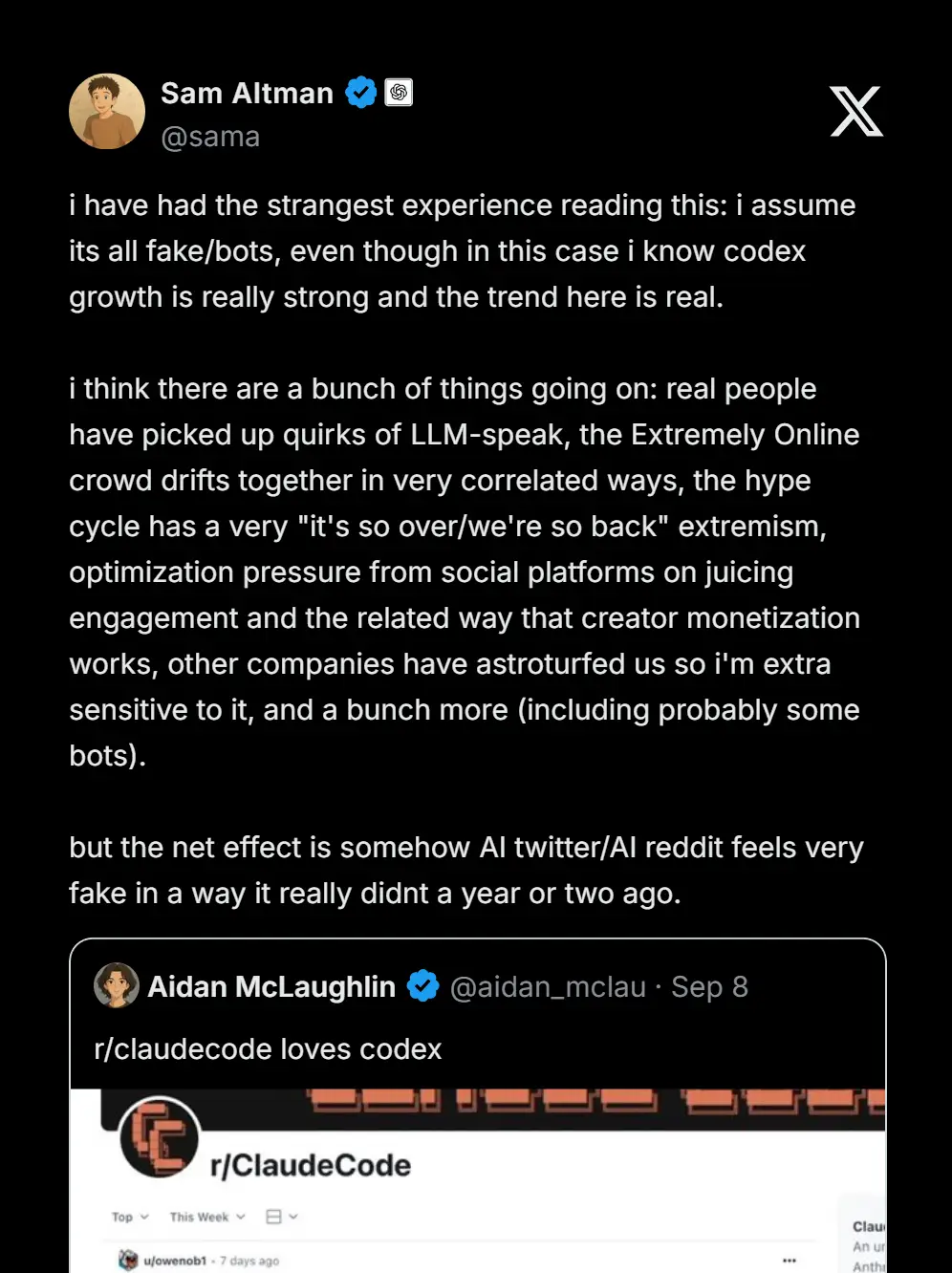 Sam Altman Social Media Is Becoming a Fake