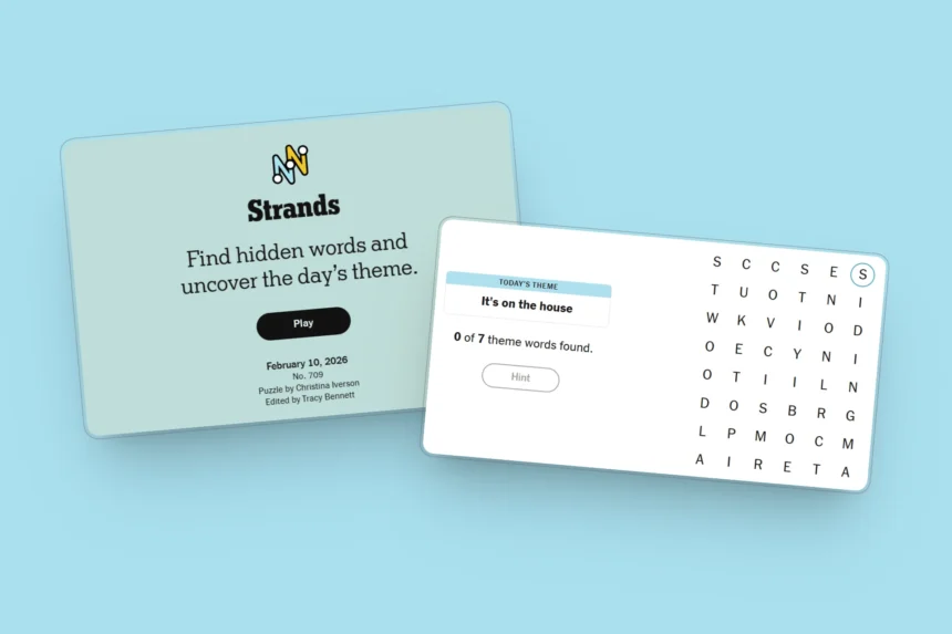 NYT Strands game #709 puzzle - Feb 10, 2026