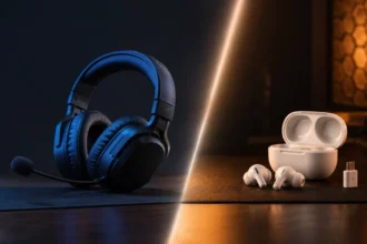 Gaming earbuds vs over ear headsets compared side by side in 2026
