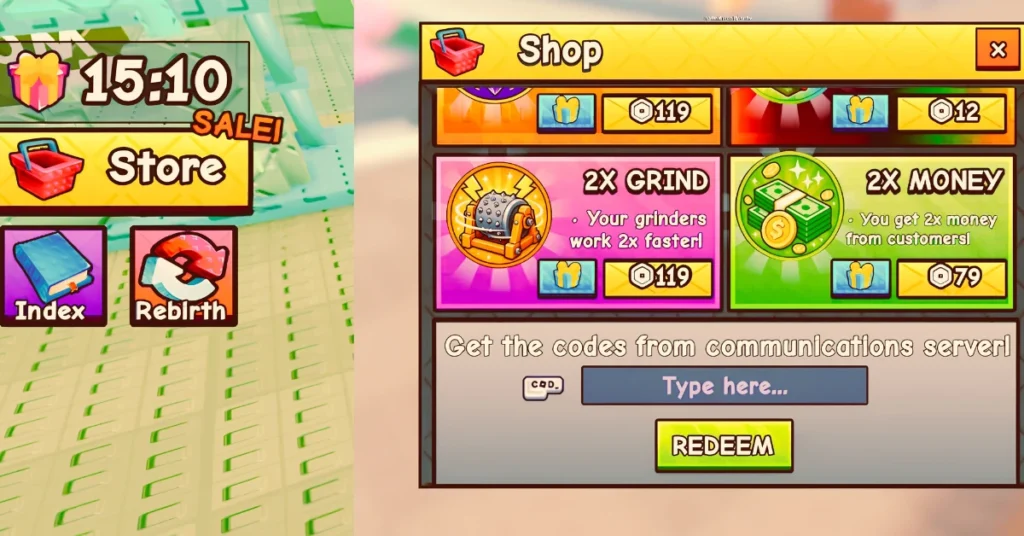 Cut a Gem codes September 2026 gameplay and Shop code box in Roblox