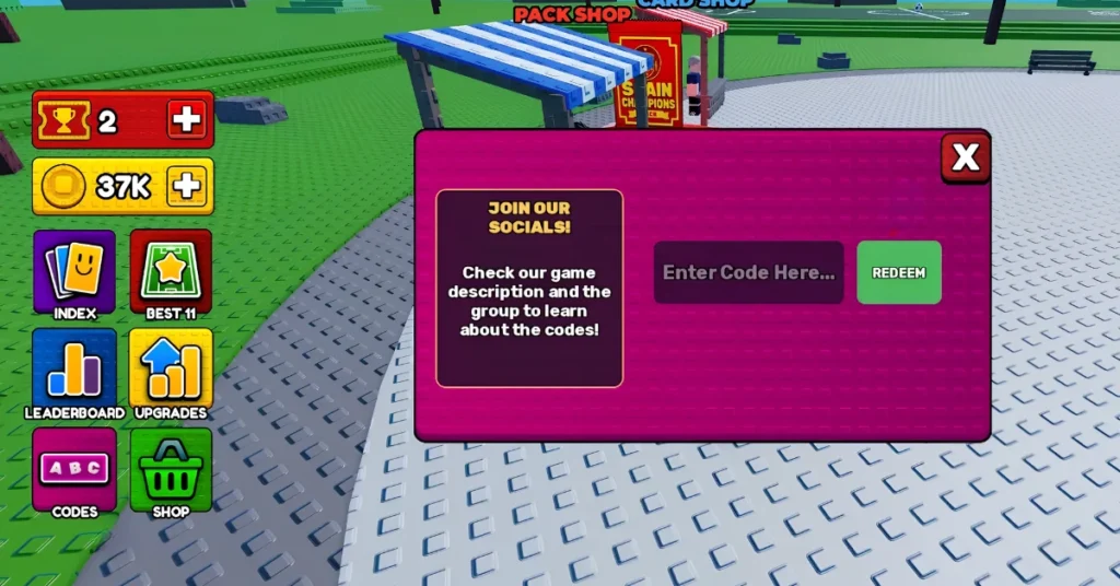 Win A World Championship Codes (August 2026): Coins 2 CODES button and redeem box in Roblox Win A World Championship